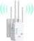 Ripetitore WiFi Potente per Casa, Extender 1200Mbps 5GHz / 2.4GHz Doppia Frequenza Anti-Interferenza, Amplificatore WiFi 4 Antenne, 2 porte LAN, Adatto per Casa, Ufficio e Altri Luoghi