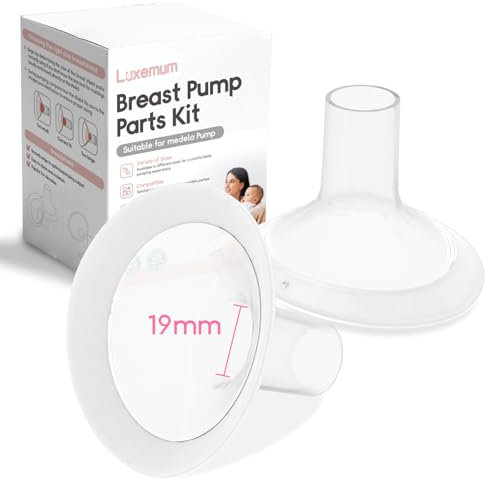 Breast Pump Parts for Medela, 19MM Oval Soft Flanges w/ 106 Degree Wider Opening Angle for Medela Symphony Pump, PersonalFit, Freestyle, Maxflow, Freestyle Flex Swing Maxi Connector(2 Packs )