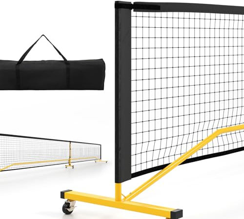 LIFEZEAL Filet de Pickleball Portable, Système de Filet de Pickleball avec Roues Flexibles et Sac de Transport, Ensemble de Réseau de Pickleball pour Intérieur et Extérieur