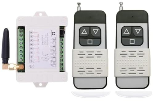 Universal 12 V 24 V 36 V 48 V 2 Channel RF Radio Remote Control Switch Transmitter + Receiver for Tubular Motor, Garage Door, 433 MHz (2RF)