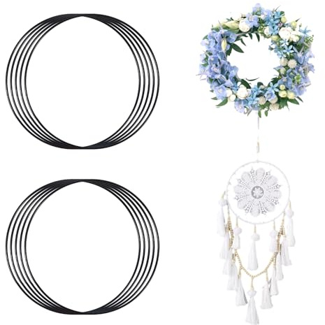 10 Stück 25cm Metallringe zum Basteln Metallring Schwarz Können mit Spitzen | Metallringe zum Basteln Metallring Accessoires Kombiniert Werden, Wandbehänge, Hochzeit und Girlande Dekorationen