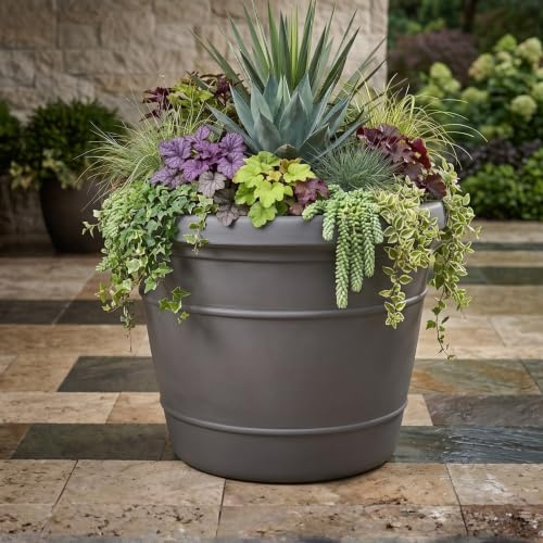 Extra Large 104cm Rotomoulded Planter (528L) - Frost-Proof Clay Effect | Heavy-duty classic plastic plant pot with 528L capacity, frost-proof and UV-resistant, ideal for gardens and patios.