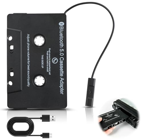 Kassetten Adapter für Autoradio, Bluetooth Kassette Auto-Audio-Kassette auf AUX-Adapter Bluetooth 5.0 Auto KFZ-Kassettenadapter für Freisprechanrufe Smartphones Tablets MP3 CD Player iPod (Schwarz)