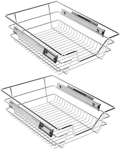 Monucep Teleskopschublade Küchenschublade 2×40cm, Küchenschrank Korbauszug teleskopschublade nachrüsten,Vollauszug Schublade Schrankauszug Schublade