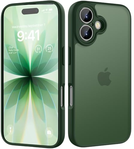 KPPIT for iPhone 16 case,Green | [Shockproof Military Grade Drop Protection] [Frosted Translucent]