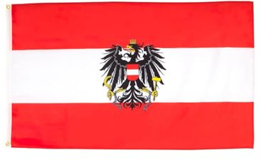 BNREOZA Österreichische Flagge mit adler 90 x 150 cm - Österreich Flagge Polyester leuchtenden Farben mit Messing-Ösen Austrian flag