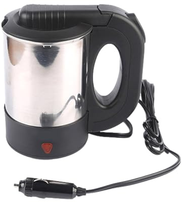 Bouilloire électrique pour voiture, chauffe-eau portable, théière chauffée de 500 ml pour voiture, camion, fourgonnette, camping, voyage en plein air, thermique résistante et étanche