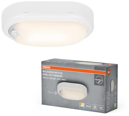 Osram Deckenleuchte Weiß, 3000 K / 4000 K / 6500 K, Warmweiß | LED Bulkhead Motus, Ceiling Luminaire, Weiß, 25000 h, 1-Pack