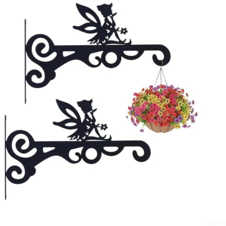 2 Stück Metall Wandhaken 18x26 cm Schwarz Pflanzen Vogelhäuschen Belastbar