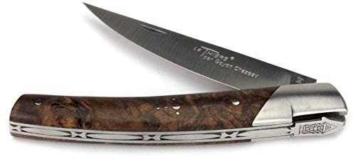 Goyon-Chazeau Le Thiers Taschenmesser - 12 cm Modell Le Pirou - Griffschalen Nussbaum Maserholz - Klinge 12C27 Sandvik Stahl - Messer Frankreich