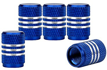 SENZEAL 5 x Aluminiumlegierung Legierung Silber um Ventilkappen (Blau)
