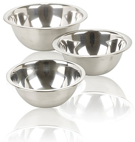 URBN-CHEF Set of 3 Stainless Steel Deep Mixing Bowls