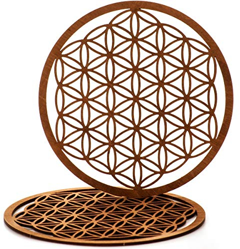 Spruchreif PREMIUM QUALITÄT 100% EMOTIONAL - Fleur de vie en bois dans un ensemble de 2 (Ø 17 cm) - Décoration murale - Décoration murale - Fleur de vie - Symbole spirituel - Cadeaux ésotérisme