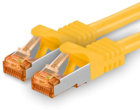 Cat7 Cable de Red Ethernet LAN - 3m - Amarillo - 1 Pieza Cat 7 Sftp Pimf Lszh - 10 GB s RJ45 Connectores Cat6a compatible con Cat5 Cat6 Cat.7 Cat8