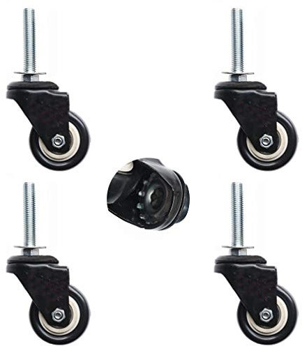 2 Zoll Schwarze Lenkrollen,Größe M12×60mm Schwerlastrollen mit Gewinde,Industrie-und Möbelrollen mit 360-Grad-Bremse,4 Stück,für Einkaufswagen und DIY(4 no brake)