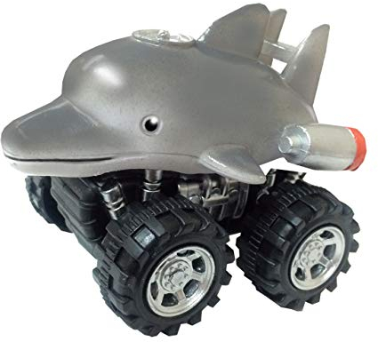 Wild Zoomies - Delfin von Deluxebase. Reibungsbetriebene Monstertrucks Spielzeug mit coolen Tierreitern, tolles Delfin Spielzeug für Jungen und Mädchen