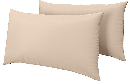HOME ACE Latte Easy Iron Percale Standard Pillowcases 2 Pack, 100% Poly Cotton Housewife Pillow Cases 50 x 75CM Pack of 2