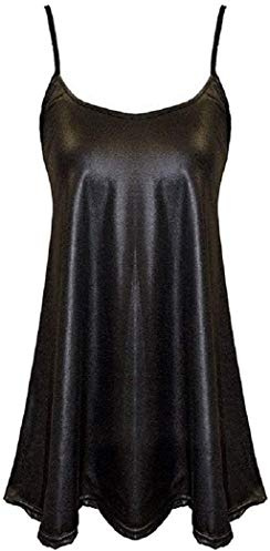 Womens Ladies Wet Look PVC Faux Leather Mini Midi Maxi Peplum Skater Skirts 8-26 (8-10, Cami Swing Dress)