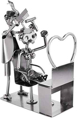 BRUBAKER Schraubenmännchen Friseur - Handarbeit Eisenfigur Metallmännchen Frisör - Metallfigur Geschenkidee für Friseure und Frisörinnen