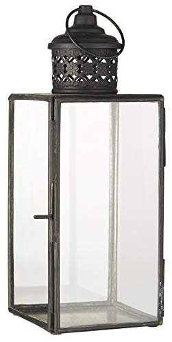 Ib Laursen Filigrane Laterne schwarz 29 cm hoch aus Glas und Metall