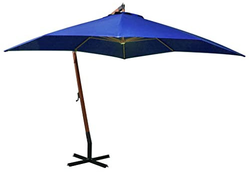 vidaXL Tannenholz Massiv Ampelschirm mit Mast Sonnenschirm Gartenschirm Strandschirm Marktschirm Schirm Terrasse Garten Azurblau 3x3m