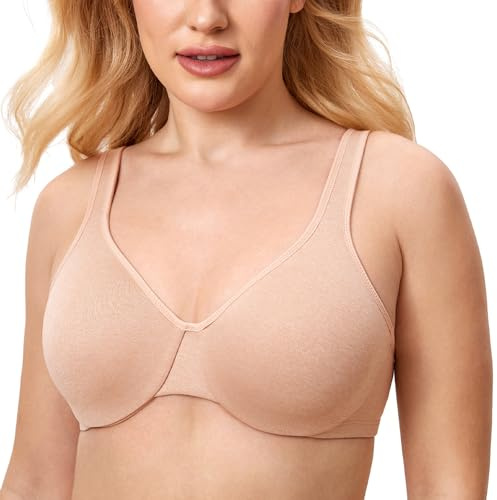 DELIMIRA Minimizer Bras for Women Full Coverage Plus Size Underwire Unlined Supportive Seamless Bra Oatmeal Heather 36DD