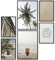 Papierschmiede® Mood Poster Set Coco Beach, Bilder Wohnzimmer Deko Schlafzimmer, 2x DIN A4 und 4x DIN A5, Palmen Strand Beige Grün - Wandposter ohne Rahmen