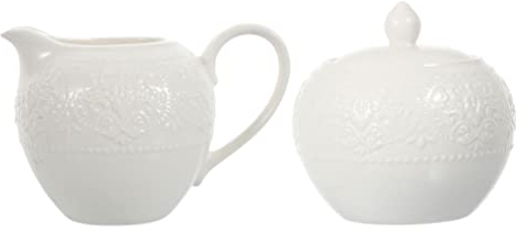 Angoily Sugar Bowl and Creamer Set with Lid Ceramic Creamer Sugar Pot Mini Coffee Milk Pitcher Porcelain Serving Pitcher Sauce Jugs Gravy Boat Bowl 1 Set