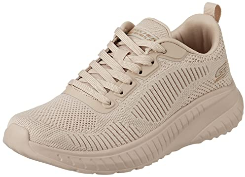 Skechers Women's Bobs Squad Chaos Face Off Sneaker, Nude Engineered Knit, 3.5 UK