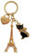 Home decoration Porte Clef métal Paris Tour Eiffel avec un chat noir et aussi un coeur gravé Paris- Couleur dorée