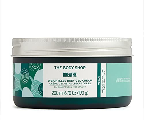 The Body Shop Leichte Gel-Körpercreme BREATHE Nicht fettende Formel Frischer Duft Nicht klebrig Erfrischend Eukalyptusöl Rosmarin Olive Tiegel 200 ml