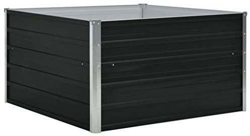 Festnight Jardinera Elevada 100 x 100 x 45 cm Maceta Metal Macetas de Acero Galvanizado Macetas Exterior Macetas Rectangular Arriate de Altura de Exterior Balcón Terraza Gris Antracita