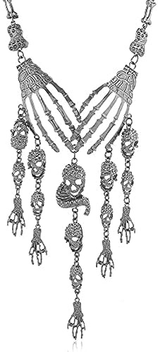 Totenkopf-Halskette, Rock-Halskette, Halloween Halsketten, Klassischer Totenkopf Skull Anhänger Halskette, Cthulhu-Halskette, Punk Schädel Halskette, Skelettarm, Vintage Halskette aus Metall