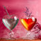 BestAlice Lot de 2 verres à cocktail à martini - 240 ml - En forme de cœur - Avec paille - Pour la maison, le jus, le bar, les fêtes, les rayures
