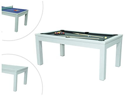 Vente-unique-Multifunktionstisch - Billard & Tischtennis - 182 x 102 x 80 cm - Weiß - Henk