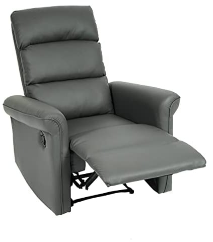 Mendler Fernsehsessel HWC-J96, Relaxsessel Sessel Liegesessel, Liegefunktion verstellbar Kunstleder - grau