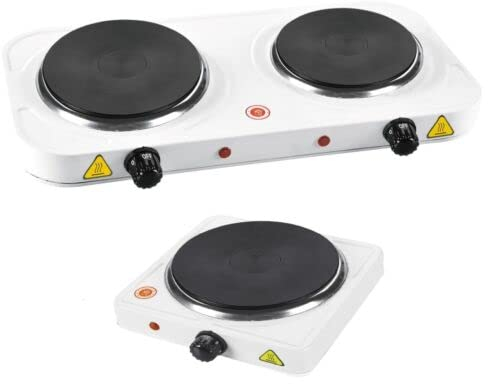 Storex Electric Hot Plate Single Double Portable Kitchen Table Top Cooker Hob Hot Plates Stove 1500W 2500W White New (Double Hot Plate)