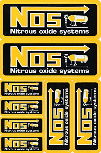 1 Bogen - NOS N.O.S. gelb Gas Sticker Motorsport Motocross Auto Tuning Aufkleber Folie 1 Blatt 270 mm x 180 mm wetterfest oder auch für Modellbau