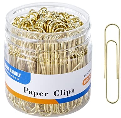 Large Paper Clips, Gold Paper Clips, 2 Inch Paper Clip, 100 pcs Jumbo Paperclips (Jumbo, Gold)