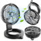 Camping USB Ventilator Leise mit Led Laterne, 10400mAh 2 in 1 Akku Mini Ventilator USB Fan Klein Zelt Campinglampe Led Wiederaufladbarer Batterie Ventilatoren, 3 Leistungsstufen 6-25H Aussenventilator