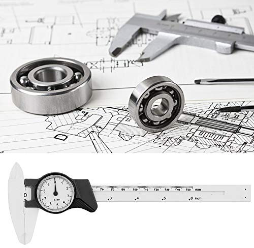 0 150mm Quadrante in Plastica, Calibro Righello Calibro a Corsoio Professionale Calibro a Corsoio in Plastica Strumento di Misurazione Metrica (giallo) (Bianco)