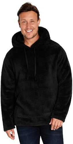 CityComfort Felpa Uomo - Felpe Uomo di Pile con Cappuccio Taglie Forti M-3XL - Felpe Pelose per Ragazzi Felpone Invernale Pesante da Casa (Nero, 2XL