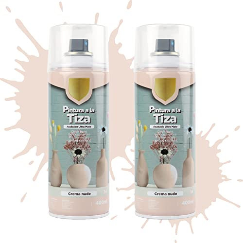 Etrexonline Pintura en Spray Ultra Mate a la Tiza, Chalk Paint Spray, Ideal para Metal,Madera y Cerámica, Acabado de Estilo Vintage - Colores Crema Nude (400ml, 2 Unidades)