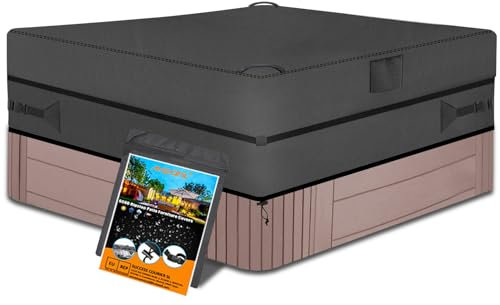 AXPQHL Whirlpool Abdeckung, wasserdicht strapazierfähig, 600D Oxford-Stoff, quadratische SPA Hot Tub Protector, UV-Schutz und winddichter Garten Whirlpool Abdeckun, Schwarz (230 * 230 * 25cm)