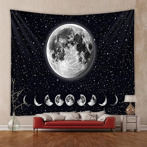 Wandteppich Black Moon Retro Wandtuch Art Wall Wandteppich Aesthetic for Bedroom Living Room Tapestry Wand Teppiche Wall Home Decor Wandbehang (100x75cm)