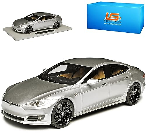alles-meine.de GmbH Tesla Model S Silber Metallic Ab 2012 Version Ab Facelift 2016 limitiert 1 von 250 Stück 1/18 LS Collectibles Modell Auto mit individiuellem Wunschkennzeichen