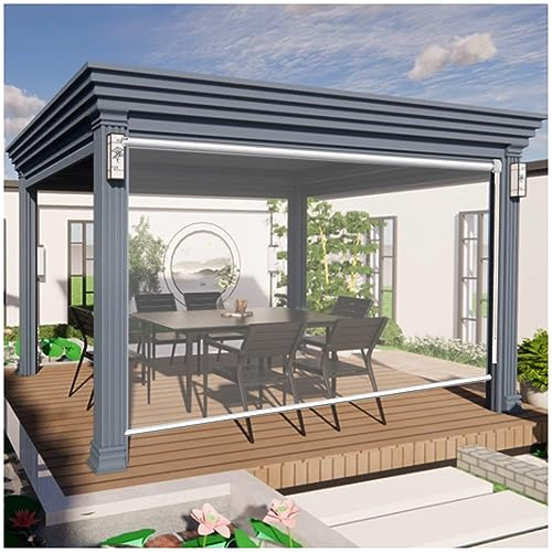 Store Enrouleur Pvc Clairs Extérieurs,store À Roulea Transparents Imperméables,store Enrouleur De Fenêtres Anti-pluie,rideaux Coupe-vent Plastique Pour Gazebo/patio/pergola,WxH-140x250cm/55*98.4in