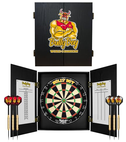 Shot! Michael Smith Offizielles Bully Boy Dartboard Schrankset mit Premium Dartboard und Zubehör