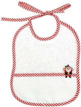 Bubabù Lätzchen zum Besticken von Baby, 16 x 20 cm, Weihnachts-Lätzchen mit Tasche zum Sticken, Baumwolle, 100 % Made in Italy, Sternchen, cm.16x20