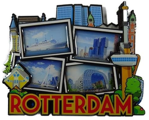 Souvenir Magnet Rotterdam 10 x 8 x 1 cm Markthalle Yacht Hafen Deko GMTX 11971